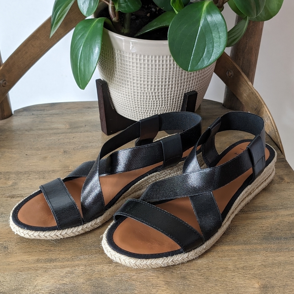 Aquatalia Maggie Demi-Wedge Sandals 8 Stretchy Elastic Espadrille